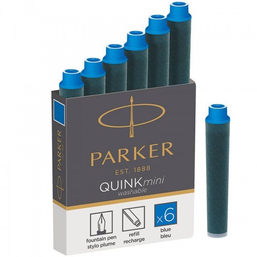 Синие неводостойкие картриджи Parker (Паркер) Quink Mini Cartridges Washable Blue 6шт в Нижнем Новгороде
