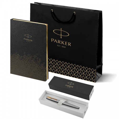 Набор Parker Jotter Stainless Steel GT из перьевой ручки и ежедневника недатированного черного цвета в Нижнем Новгороде