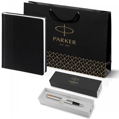 Набор Parker Jotter Stainless Steel GT из перьевой ручки и ежедневника черного цвета в Нижнем Новгороде