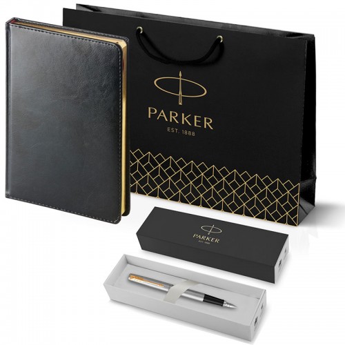 Набор Parker Jotter Stainless Steel GT из перьевой ручки и черного ежедневника в Нижнем Новгороде