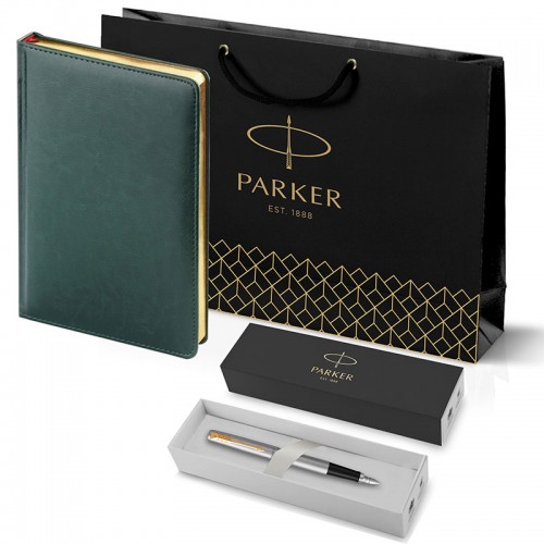 Набор Parker Jotter Stainless Steel GT из перьевой ручки и зеленого ежедневника недатированного в Нижнем Новгороде