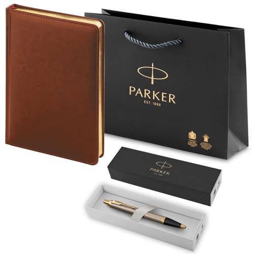 Набор Parker IM Brushed Metal GT из шариковой ручки и ежедневника коричневого цвета в Нижнем Новгороде